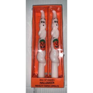 Vintage Pair Ghost Novelty Halloween Taper Candles NIP 10"